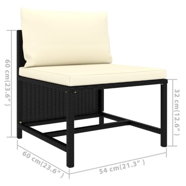 vidaXL 7 Piece Patio Lounge Set with Cushions Poly Rattan Black - Image 11