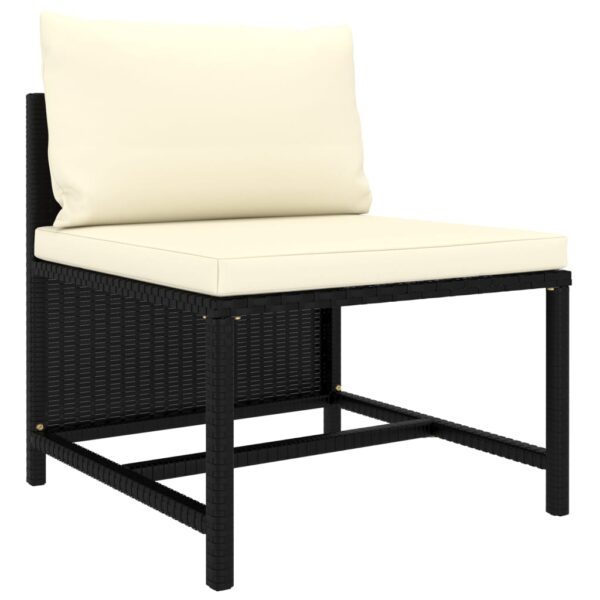 vidaXL 7 Piece Patio Lounge Set with Cushions Poly Rattan Black - Image 5