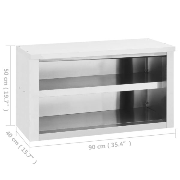 vidaXL Kitchen Wall Cabinet 35.4"x15.7"x19.7" Stainless Steel - Image 7