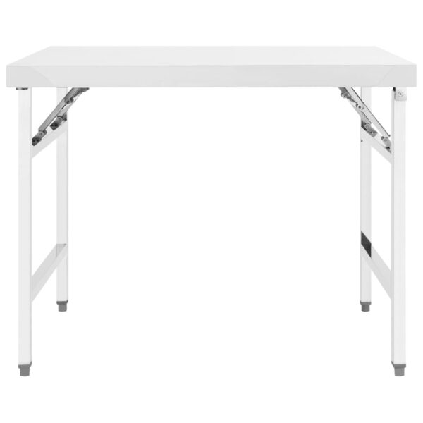 vidaXL Kitchen Folding Work Table 39.4"x24"x32" Stainless Steel - Image 2