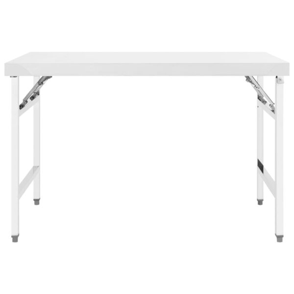 vidaXL Kitchen Folding Work Table 47.2"x24"x32" Stainless Steel - Image 2