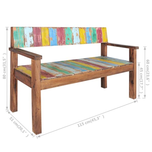 vidaXL Bench 45.3" Solid Reclaimed Wood - Image 7