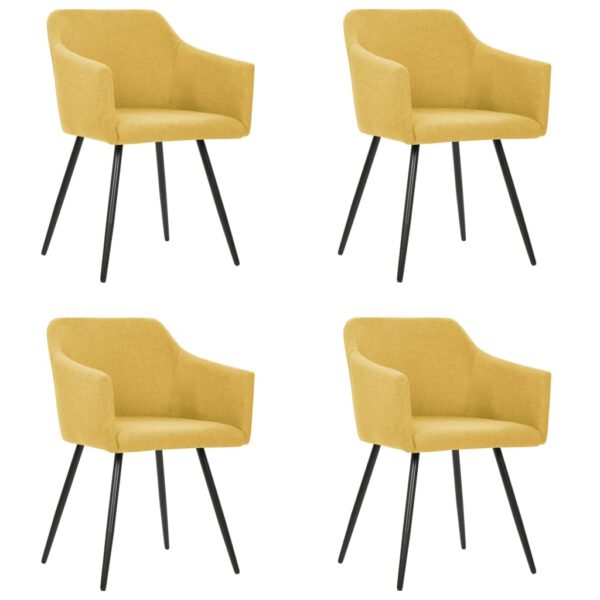 vidaXL Dining Chairs 4 pcs Yellow Fabric