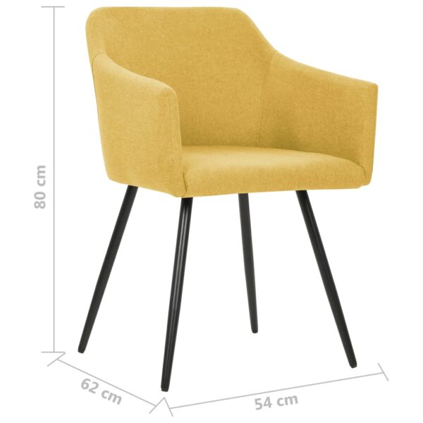 vidaXL Dining Chairs 4 pcs Yellow Fabric - Image 7