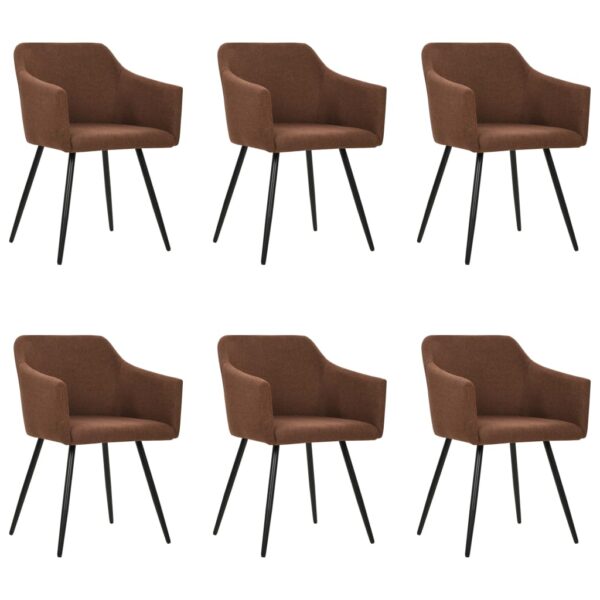 vidaXL Dining Chairs 6 pcs Brown Fabric