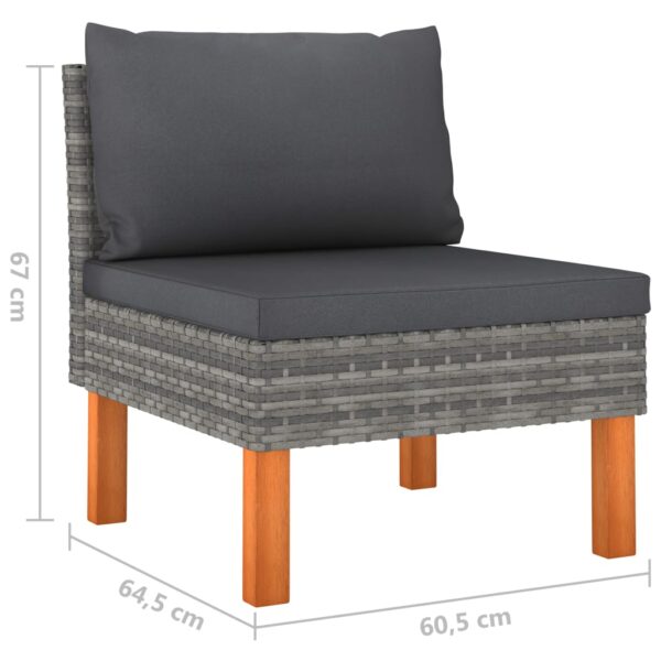 vidaXL 4-Seater Patio Sofa with Cushions Gray Poly Rattan - Image 7