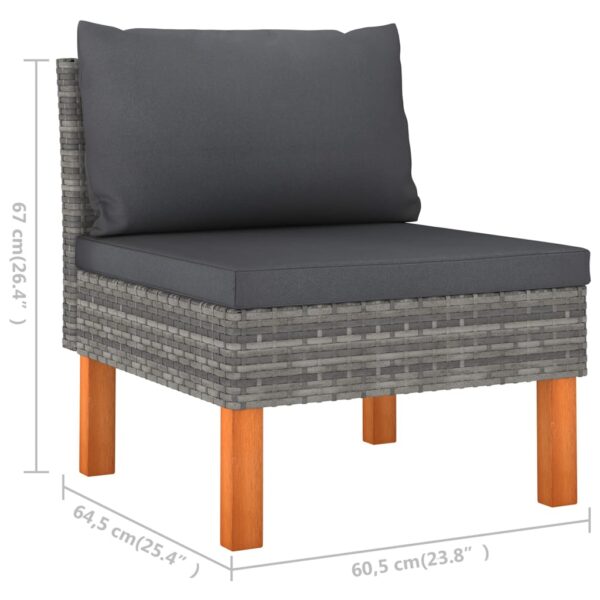 vidaXL 4 Piece Patio Lounge Set with Cushions Poly Rattan Gray - Image 9