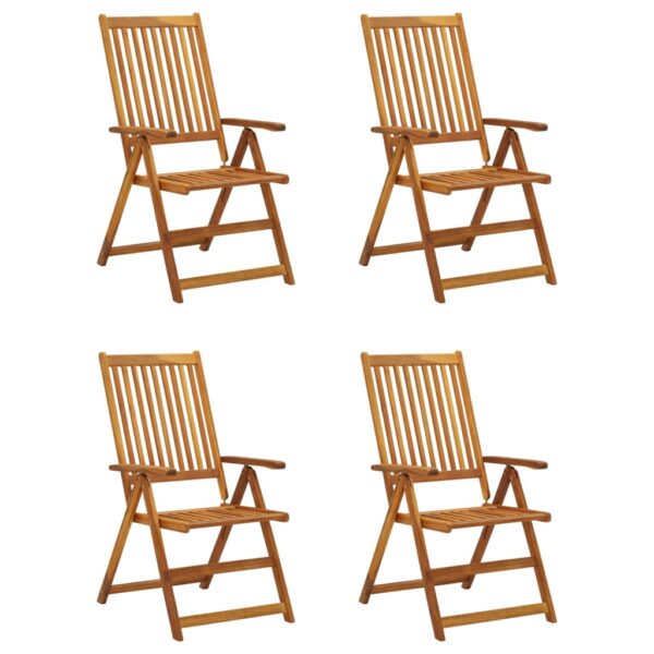 vidaXL Patio Reclining Chairs 4 pcs with Cushions Solid Acacia Wood - Image 2