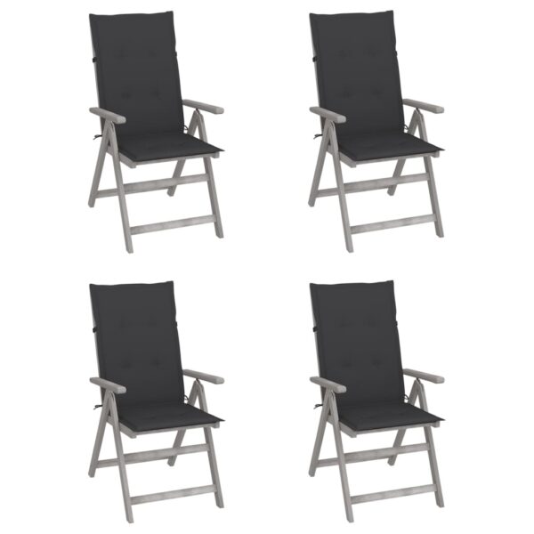 vidaXL Patio Reclining Chairs 4 pcs with Cushions Solid Acacia Wood