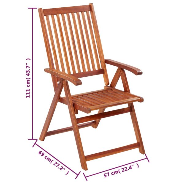 vidaXL Folding Patio Chairs 6 pcs Solid Acacia Wood - Image 9