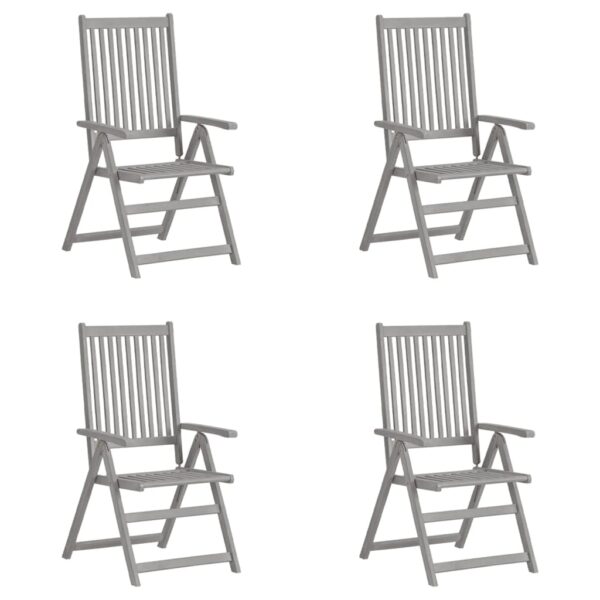 vidaXL Patio Reclining Chairs 4 pcs Gray Solid Acacia Wood