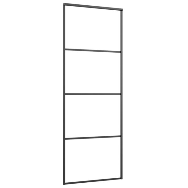 vidaXL Sliding Door Aluminum and ESG Glass 29.9"x80.7" Black - Image 3