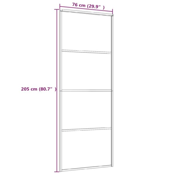 vidaXL Sliding Door Aluminum and ESG Glass 29.9"x80.7" Black - Image 5