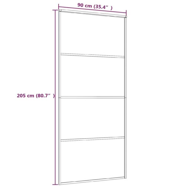 vidaXL Sliding Door Aluminum and ESG Glass 35.4"x80.7" Black - Image 5