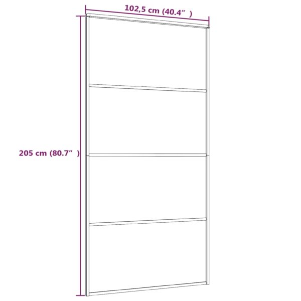 vidaXL Sliding Door Aluminum and ESG Glass 40.4"x80.7" Black - Image 5