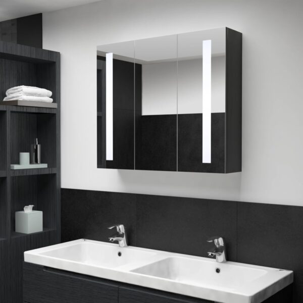 vidaXL LED Bathroom Mirror Cabinet 35"x5.5"x24.4"