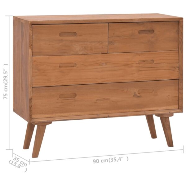 vidaXL Chest of Drawers 35.4"x13.8"x29.5" Solid Teak Wood - Image 9