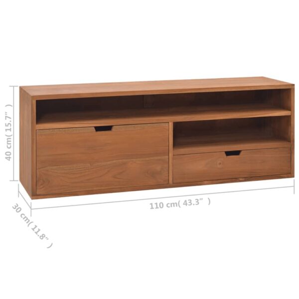 vidaXL TV Stand 43.3"x11.8"x15.7" Solid Wood Teak - Image 7