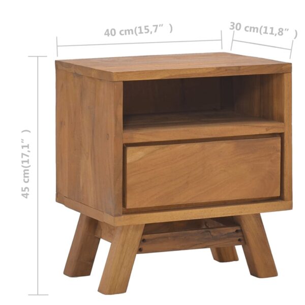 vidaXL Bedside Cabinet 15.7"x11.8"x17.7" Solid Teak Wood - Image 9