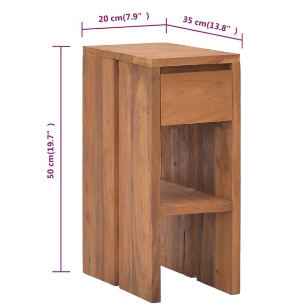 vidaXL Bedside Cabinet 7.9"x13.8"x19.7" Solid Teak Wood - Image 9