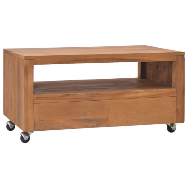 vidaXL TV Stand with Wheels 31.5"x19.7"x16.5" Solid Wood Teak