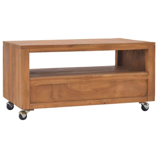 vidaXL TV Stand with Wheels 31.5"x19.7"x16.5" Solid Wood Teak - Image 3