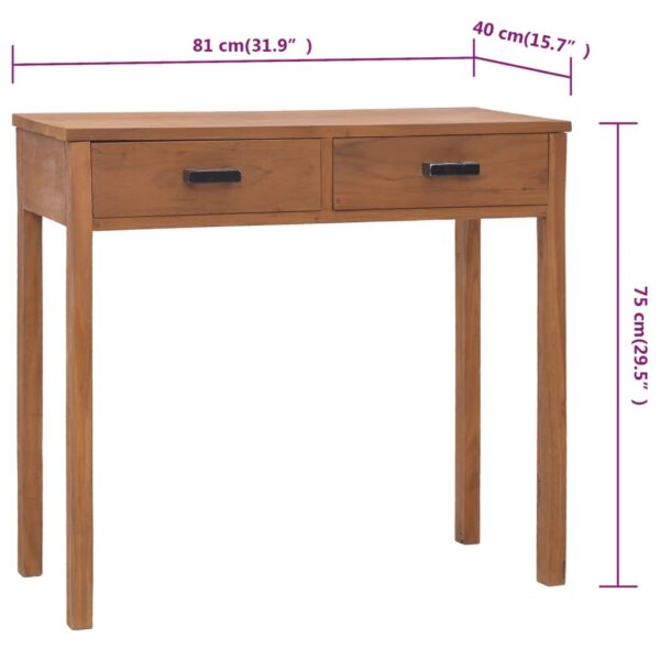 vidaXL Office Desk 31.9"x15.7"x29.5" Solid Teak Wood - Image 9