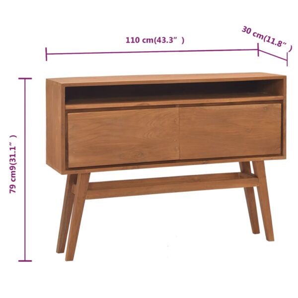 vidaXL Console Table 43.3"x11.8"x31.1" Solid Teak Wood - Image 9