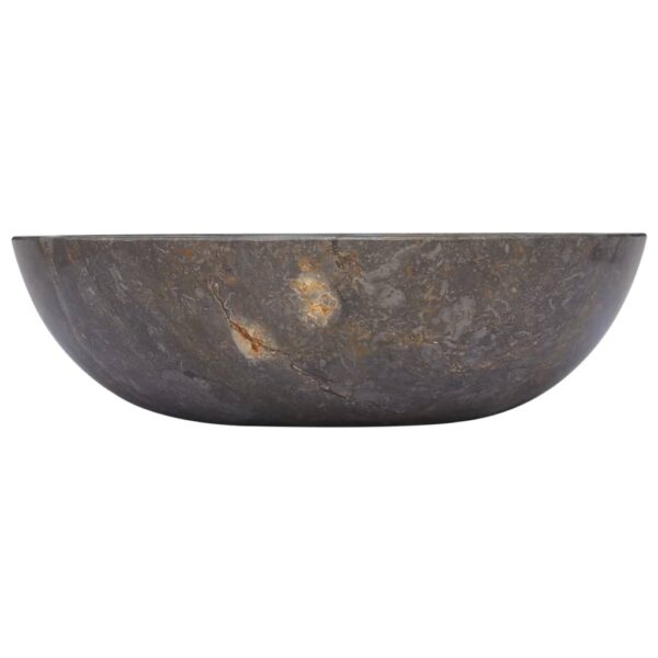 vidaXL Sink Gray Ã˜27.6"x4.7" Marble - Image 2