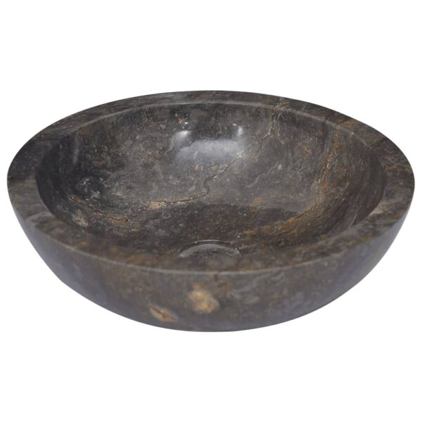 vidaXL Sink Gray Ã˜27.6"x4.7" Marble - Image 3