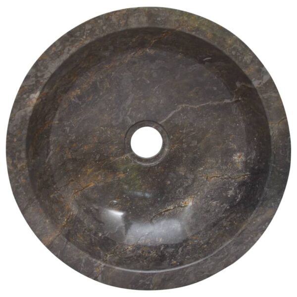 vidaXL Sink Gray Ã˜27.6"x4.7" Marble - Image 4