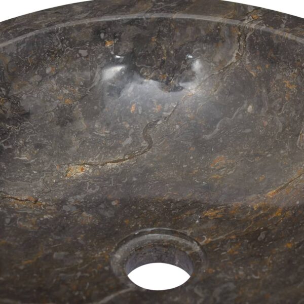 vidaXL Sink Gray Ã˜27.6"x4.7" Marble - Image 5