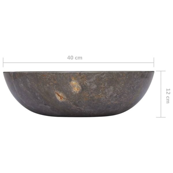 vidaXL Sink Gray Ã˜27.6"x4.7" Marble - Image 6