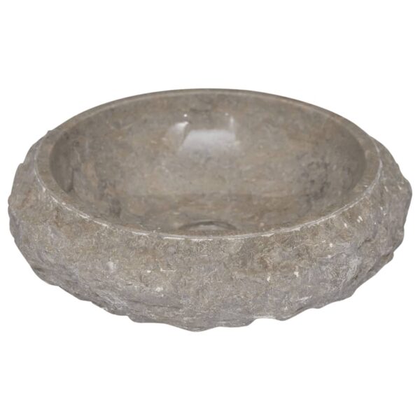 vidaXL Sink Gray Ã˜15.7"x4.7" Marble - Image 3