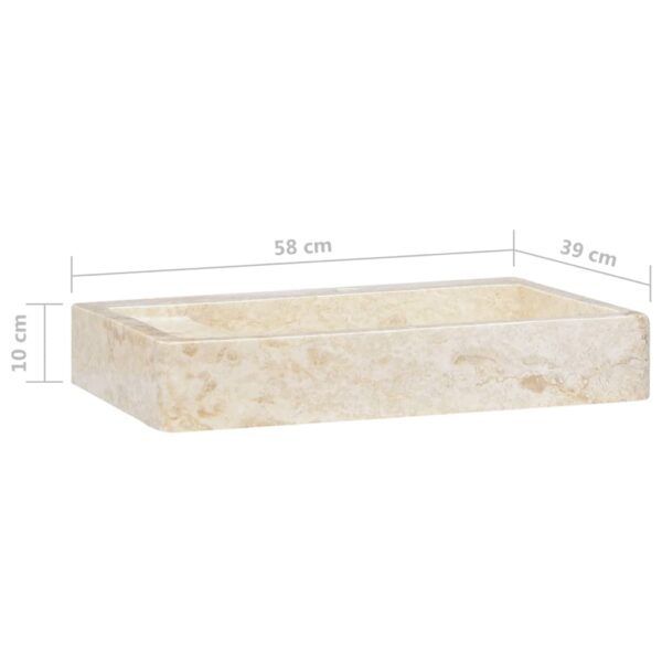 vidaXL Sink Cream 22.8"x15.4"x3.9" Marble - Image 7