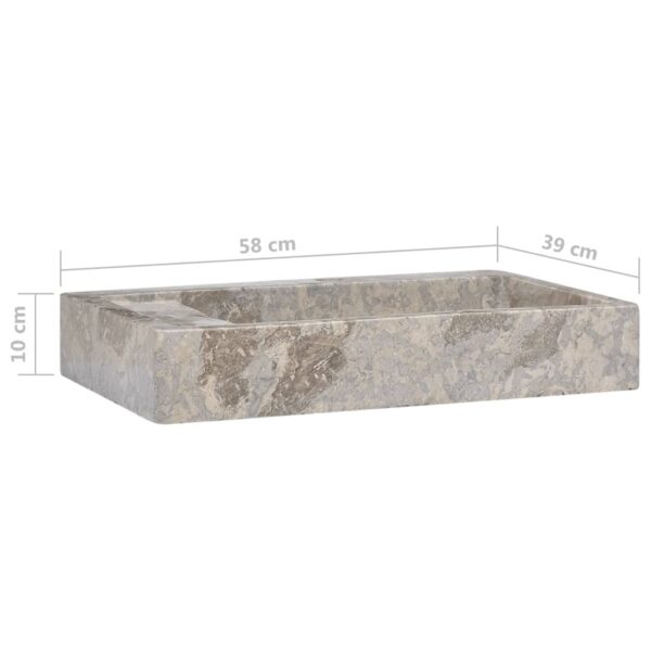 vidaXL Sink Gray 22.8"x15.4"x3.9" Marble - Image 8