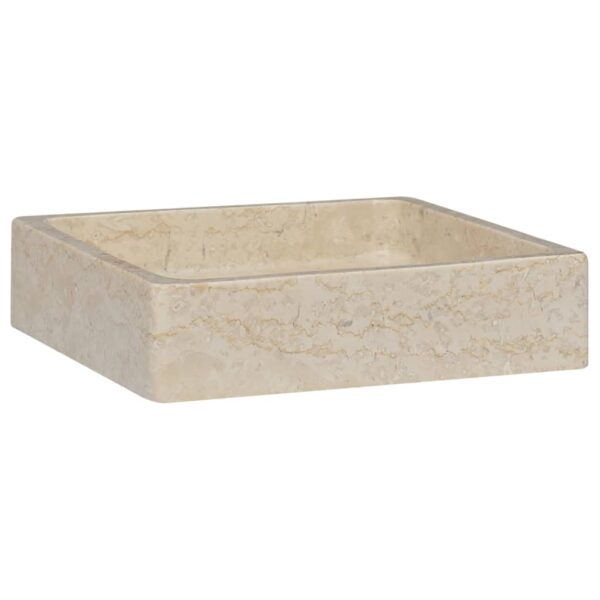 vidaXL Sink Cream 15.7"x15.7"x3.9" Marble - Image 2