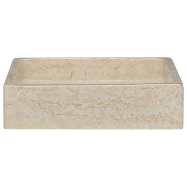 vidaXL Sink Cream 15.7"x15.7"x3.9" Marble - Image 3