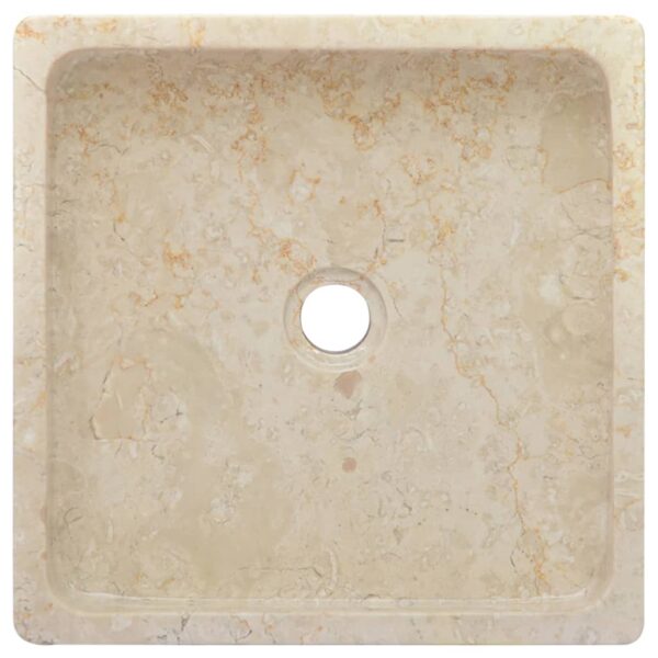 vidaXL Sink Cream 15.7"x15.7"x3.9" Marble - Image 4