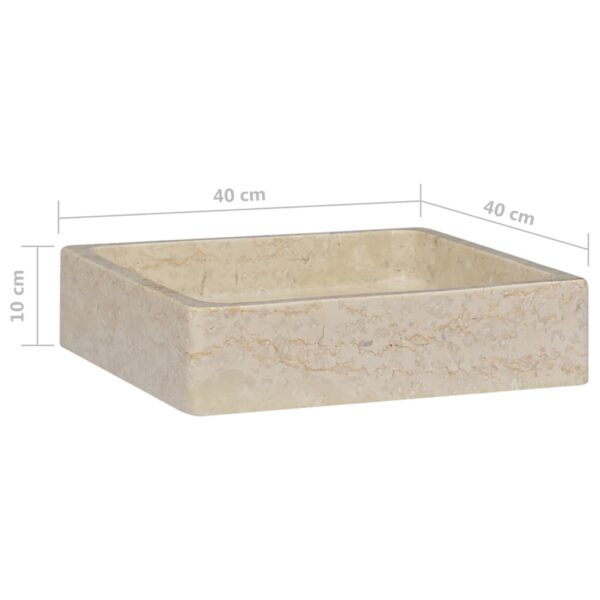 vidaXL Sink Cream 15.7"x15.7"x3.9" Marble - Image 6