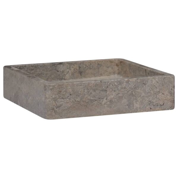 vidaXL Sink Gray 15.7"x15.7"x3.9" Marble - Image 2