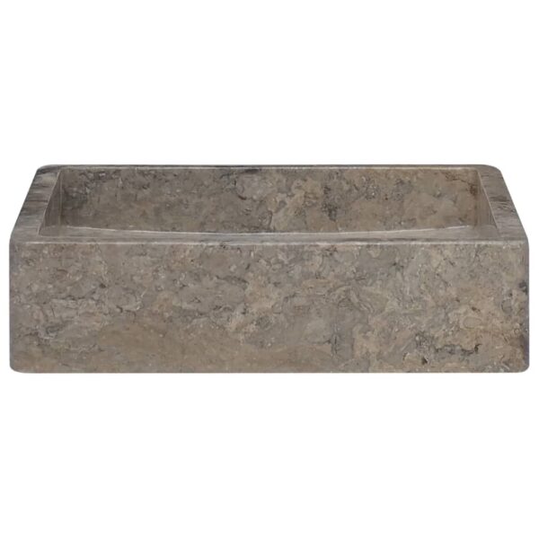 vidaXL Sink Gray 15.7"x15.7"x3.9" Marble - Image 3