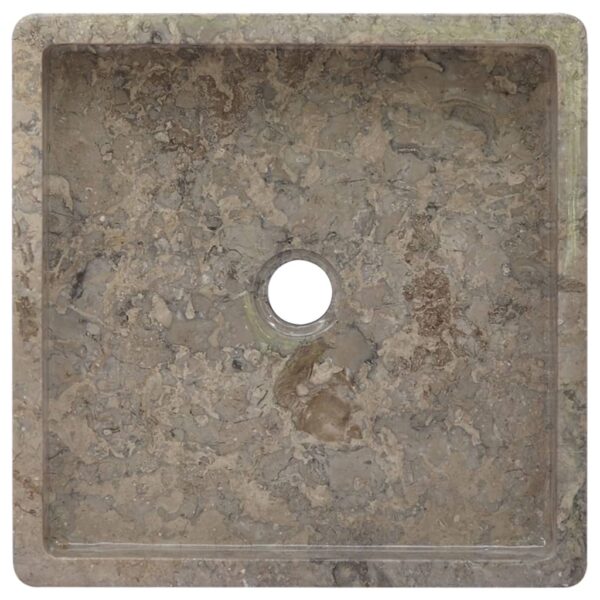 vidaXL Sink Gray 15.7"x15.7"x3.9" Marble - Image 4