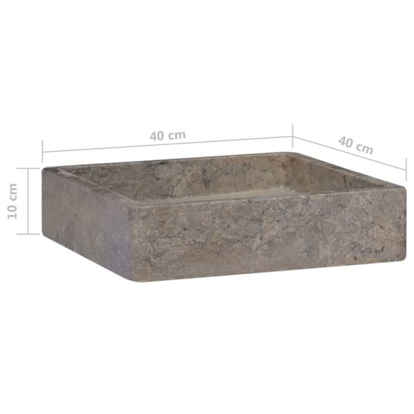 vidaXL Sink Gray 15.7"x15.7"x3.9" Marble - Image 6