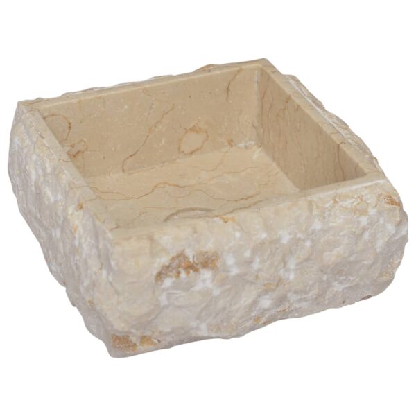 vidaXL Sink Cream 11.8"x11.8"x5.1" Marble - Image 3