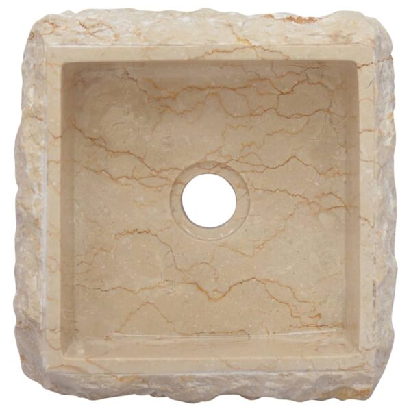 vidaXL Sink Cream 11.8"x11.8"x5.1" Marble - Image 4