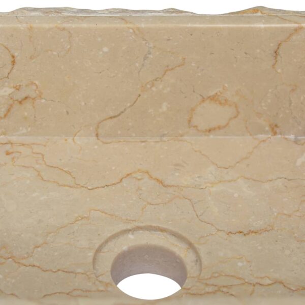 vidaXL Sink Cream 11.8"x11.8"x5.1" Marble - Image 5