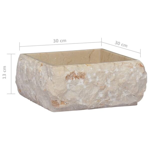 vidaXL Sink Cream 11.8"x11.8"x5.1" Marble - Image 6