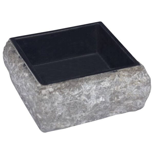 vidaXL Sink Black 11.8"x11.8"x5.1" Marble - Image 3