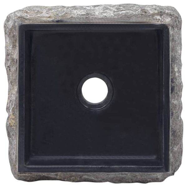 vidaXL Sink Black 11.8"x11.8"x5.1" Marble - Image 4